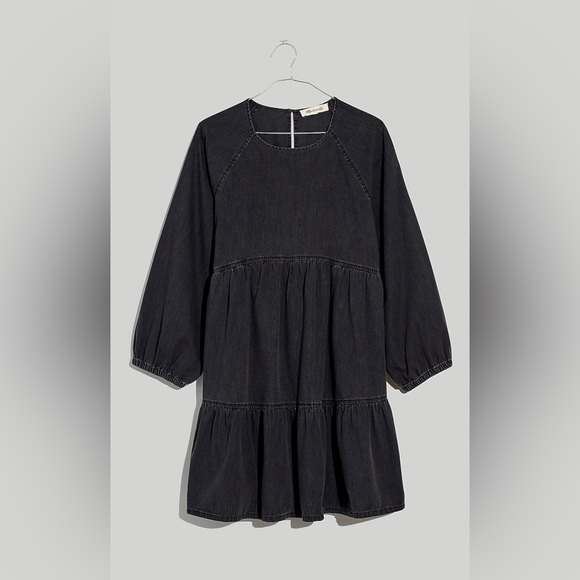 Madewell Denim Raglan-Sleeve Mini Dress in Lunar Wash Size Small NWT - Picture 5 of 8